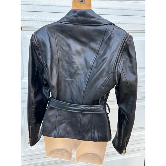 VINTAGE VAKKO LEATHER CONVERTIBLE MOTO BIKER JACKET TO VEST-ZIP OFF SLEEVES M - Picture 6 of 16